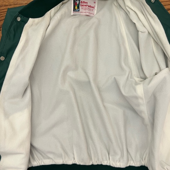 Vintage 80s Green Bay Packers NFL Active Generation Satin Snap Bomber Jacket - Picture 5 of 7